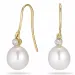 Ovale 7 - 8 mm aaa-graded ferskvandsperle diamantøreringe i 14 karat guld med diamanter
