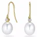 Ovale 8 - 9 mm aaa-graded ferskvandsperle diamantøreringe i 14 karat guld med diamanter