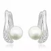 Smykker til kvinder: hvide perle ørestikker i sølv med rhodinering