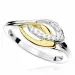 Elegant hvid zirkon ring i rhodineret sølv med forgyldt sølv
