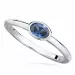 oval blå zirkon ring i rhodineret sølv