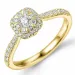 firkantet diamantring i 14 karat guld 0,10 ct 0,44 ct