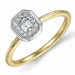 firkantet diamantring i 14 karat guld.- og hvidguld 0,16 ct 0,08 ct