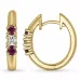 16 mm rubin creoler i 14 karat guld med diamant og rubin