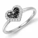 hjerte sort diamant ring i 14 karat hvidguld 0,13 ct 0,09 ct