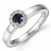 rund safir diamantring i 14 karat hvidguld 0,23 ct 0,10 ct