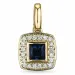 Firkantet safir diamantvedhæng i 14 karat guld 0,08 ct 0,35 ct