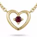 42 cm hjerte rubin vedhæng med halskæde i 14 karat guld 0,07 ct