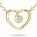 42 cm hjerte diamantvedhæng med halskæde i 14 karat guld 0,05 ct
