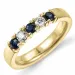 kraftig blå safir alliancering i 14 karat guld 2 x 0,10 ct 0,40 ct