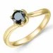 elegant sort diamant solitairering i 9 karat guld 0,52 ct