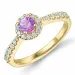 pink safir diamantring i 14 karat guld 0.41 ct 0,314 ct