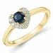 hjerte safir diamantring i 14 karat guld 0,45 ct 0,159 ct