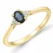 safir diamantring i 14 karat guld 0,35 ct 0,03 ct