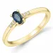 safir brillantring i 14 karat guld 0,35 ct 0,02 ct