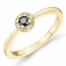 elegant sort diamant brillantring i 14 karat guld 0,11 ct 0,02 ct