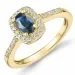 safir diamantring i 14 karat guld 0,65 ct 0,164 ct