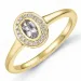 oval morganit brillantring i 14 karat guld 0,18 ct 0,072 ct