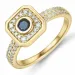 firkantet safir diamantring i 14 karat guld 0,306 ct 0,308 ct