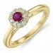 rubin diamantring i 14 karat guld 0,306 ct 0,15 ct