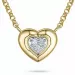 45 cm halskæde med hjertevedhæng i 14 karat guld og hvidguld 0,03 ct