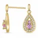 dråbe pink safir øreringe i 14 karat guld med pink safir og diamant 