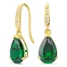dråbeformede øreringe i 9 karat guld med smaragd og zirkon - Gold Collection