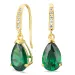 dråbeformede øreringe i 14 karat guld med smaragd og zirkon - Gold Collection