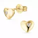Små hjerte guldøreringe i 14 karat guld med zirkoner