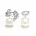 hjerte hvide perle brillantøreringe i 14 karat hvidguld med diamant 