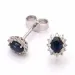 blomster safir ørestikker i 14 karat hvidguld med diamant og safir