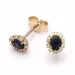 blomster safir øreringe i 14 karat guld med diamant og safir