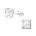 5 mm firkantet zirkon øreringe i sølv