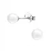 4 mm runde hvide perle øreringe i sølv