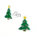 Juletræ emalje øreringe i sølv