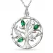 livets træ smaragd vedhæng med halskæde i sølv