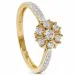blomster zirkon ring i 9 karat guld med rhodium