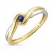blå ring i 9 karat guld med rhodium