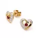 hjerte øreringe i 9 karat guld med rhodium med zirkon og rubin