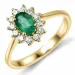 smaragd rosetring i 14 karat guld 0,26 ct 0,47 ct