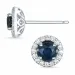 runde safir brillantøreringe i 14 karat hvidguld med diamant og safir