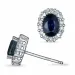 ovale safir ørestikker i 14 karat hvidguld med diamant og safir