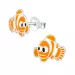 Fisk gule emalje øreringe i sølv