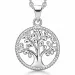 15 mm støvring design livets træ halskæde med vedhæng i sølv