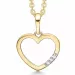Støvring Design hjerte diamant vedhæng i 14 karat guld med forgyldt sølvhalskæde hvid diamant