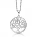 Støvring Design livets træ Halskæde med vedhæng i rhodineret sølv hvid zirkon