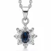 elegant Støvring Design Halskæde med vedhæng i sølv hvid zirkon blå syntetisk safir