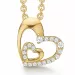 Støvring Design hjerte vedhæng med halskæde i 8 karat guld med forgyldt sølvhalskæde hvid zirkon