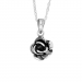 Siersbøl rose vedhæng med halskæde i rhodineret sølv