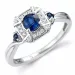 safir diamantring i 14 karat hvidguld 0,07 ct